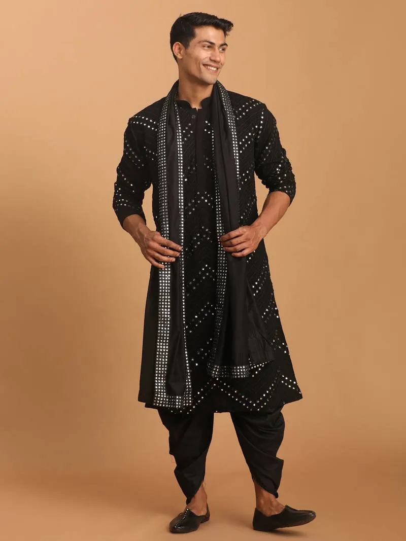 Black Georgette Sequin Embroidered Kurta Set